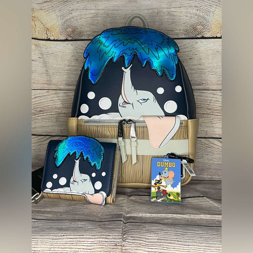 Loungefly Disney Dumbo Bath Time Mini Backpack, Wallet $ Keychain - BoxLunch Exc
